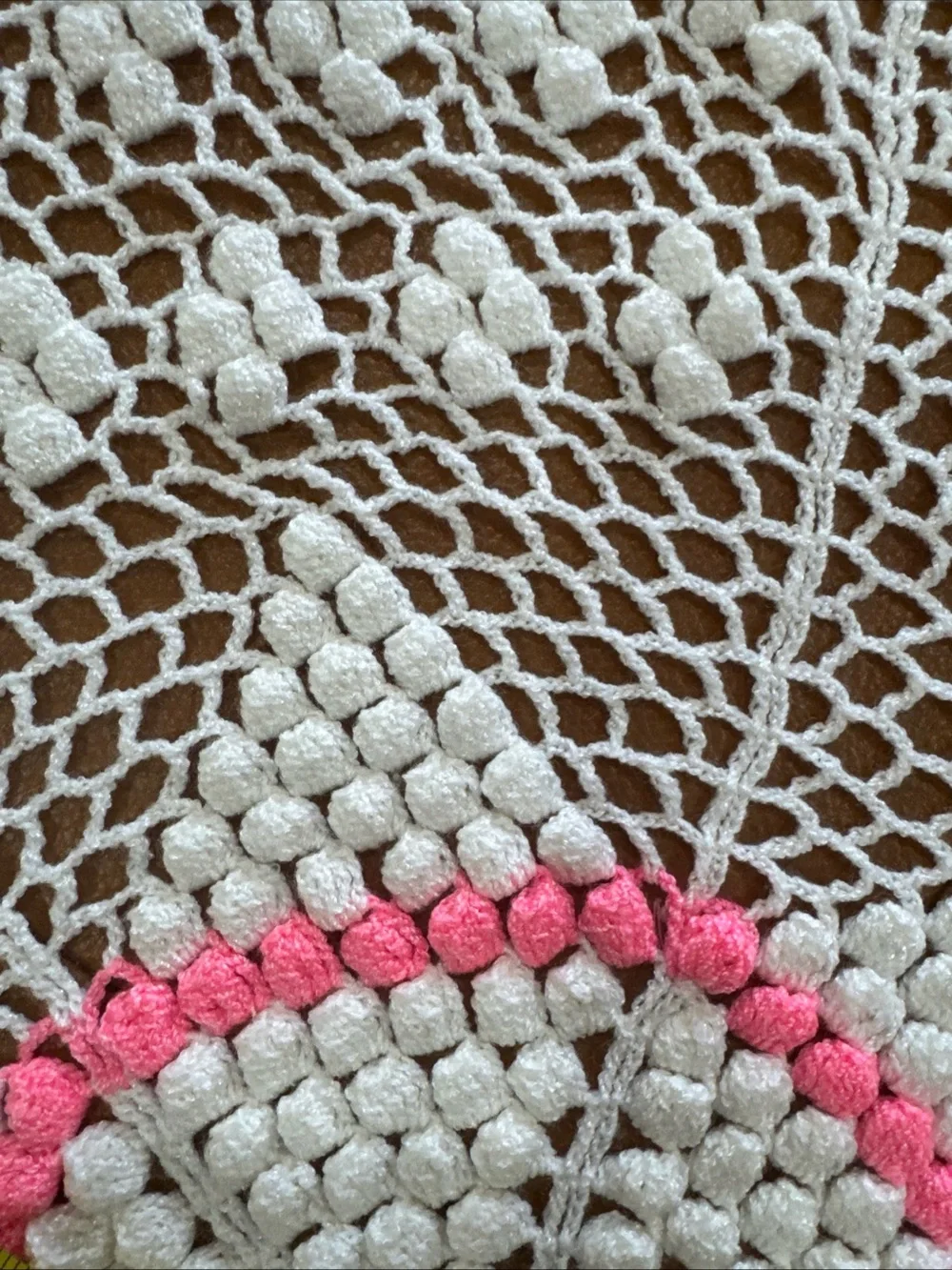 VTG Crochet Doily Lot of 3 Pink White Handmade Round Square Cottagecore Decor